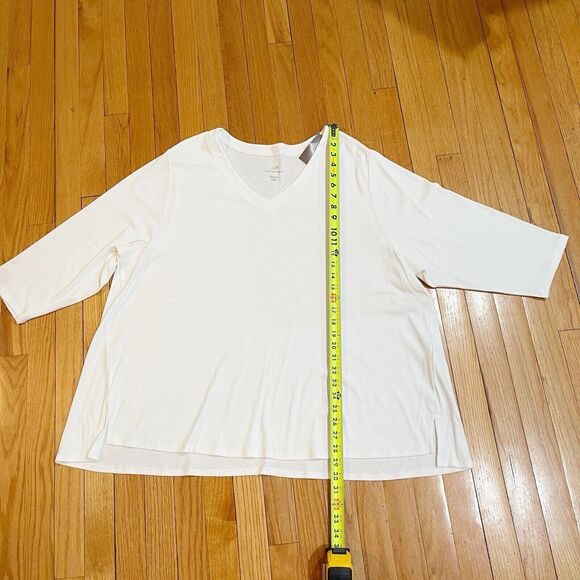 J Jill Pima Cotton 3/4 Sleeve V Neck Top T Shirt Plus Size 4X White NEW WITH TAG - Picture 7 of 9